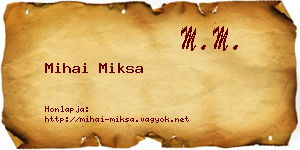 Mihai Miksa névjegykártya